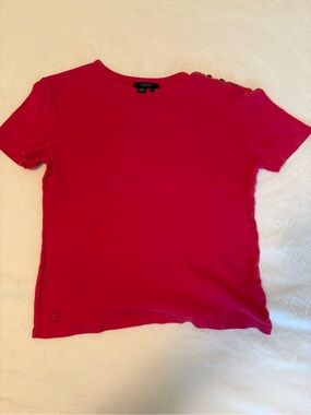 Chaps Pink Short-Sleeve Button-Shoulder Tee